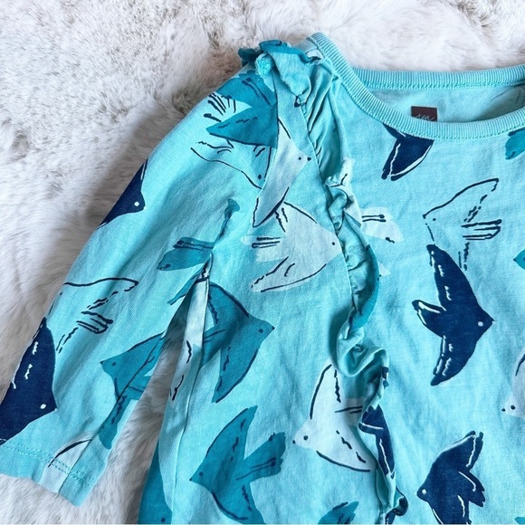 Tea Collection Blue Bird Ruffle Long Sleeve Top 3-6 months - Picture 2 of 5